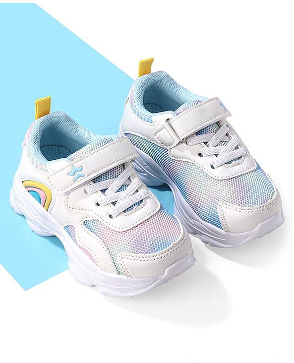 Cute Walk by Babyhug Velcro Closure Sneakers  - White & Blue