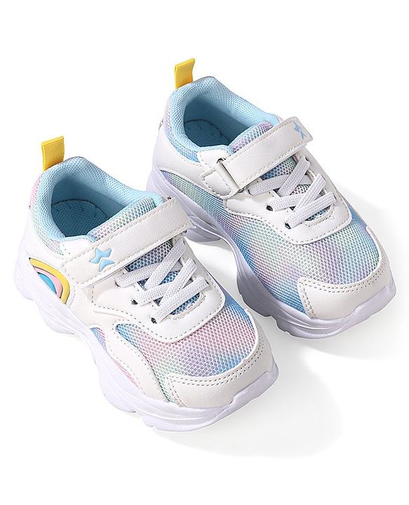 Cute Walk by Babyhug Velcro Closure Sneakers  - White & Blue