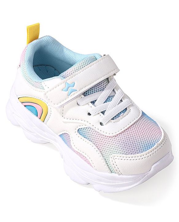 Cute Walk by Babyhug Velcro Closure Sneakers  - White & Blue