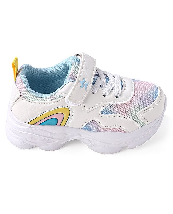 Cute Walk by Babyhug Velcro Closure Sneakers  - White & Blue