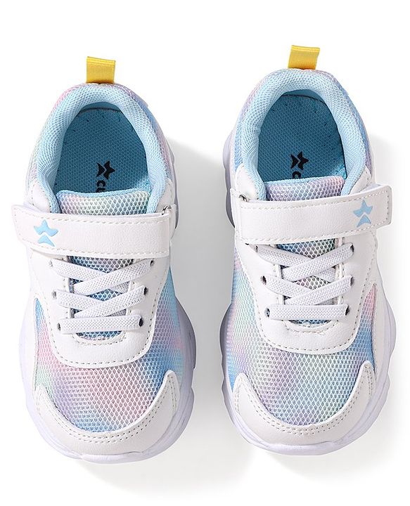 Cute Walk by Babyhug Velcro Closure Sneakers  - White & Blue
