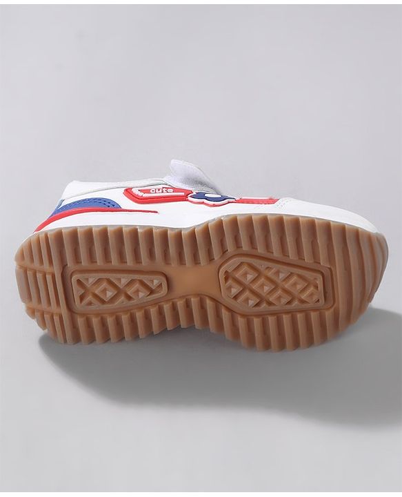 Cute Walk by Babyhug Sneaker with Velcro Closure Floral Applique - White & Royal Blue