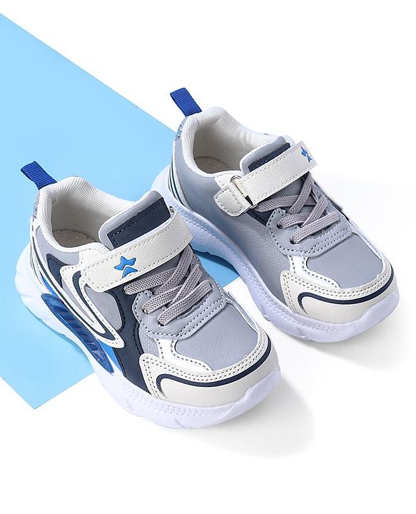 Cute Walk by Babyhug Sneaker  with Lace Up Closure - Blue & Beige