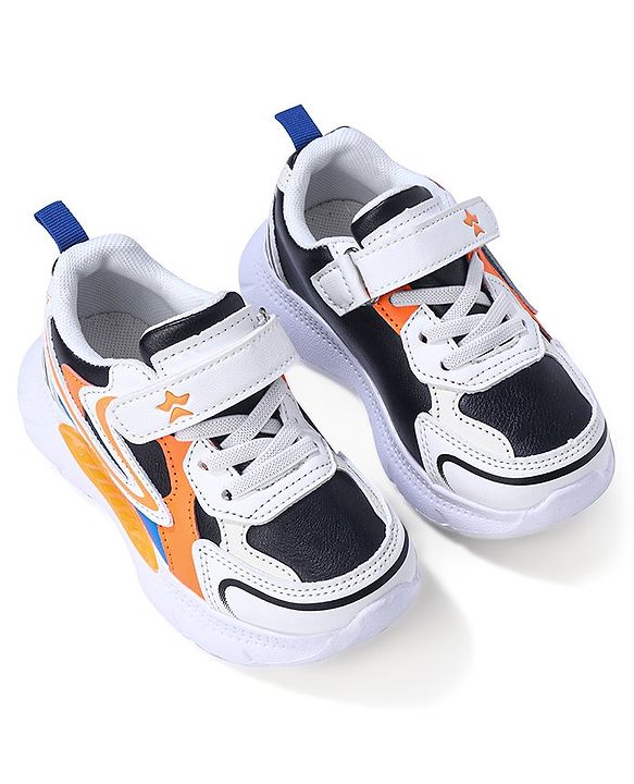 Cute Walk by Babyhug Sneaker  with Lace Up Closure - White & Orange