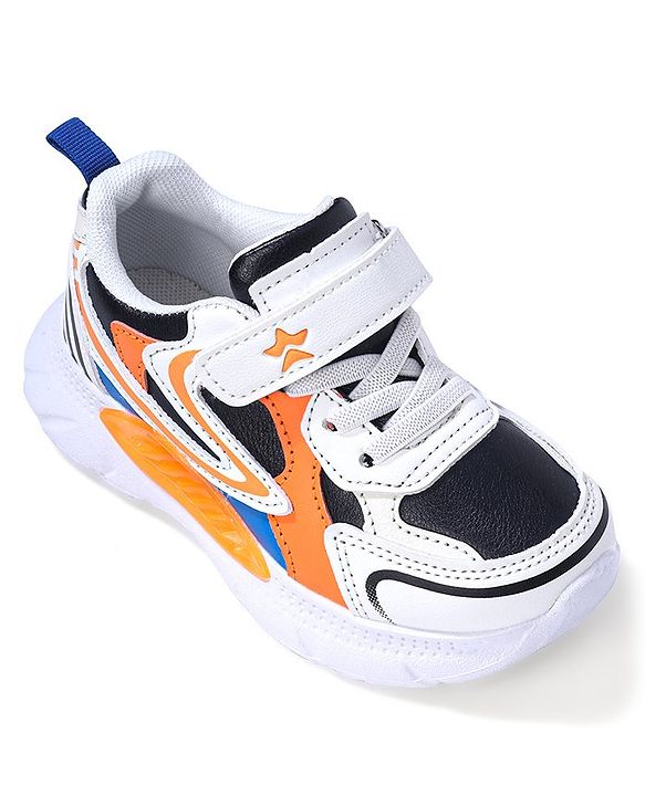 Cute Walk by Babyhug Sneaker  with Lace Up Closure - White & Orange