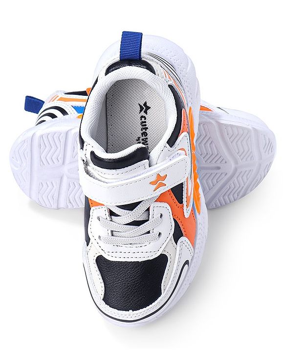 Cute Walk by Babyhug Sneaker  with Lace Up Closure - White & Orange
