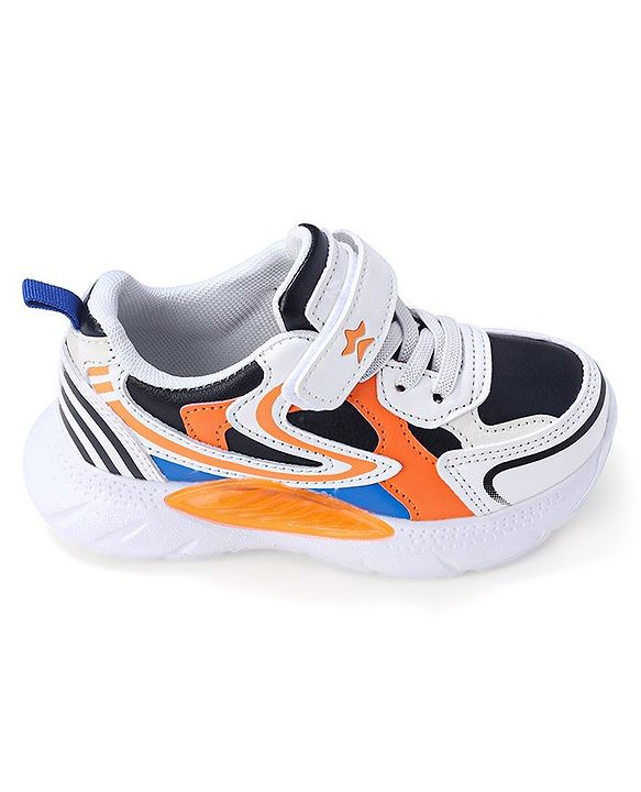 Cute Walk by Babyhug Sneaker  with Lace Up Closure - White & Orange