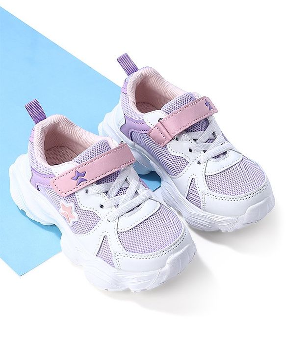 Cute Walk by Babyhug Sneaker with Velcro Closure - White & Purple