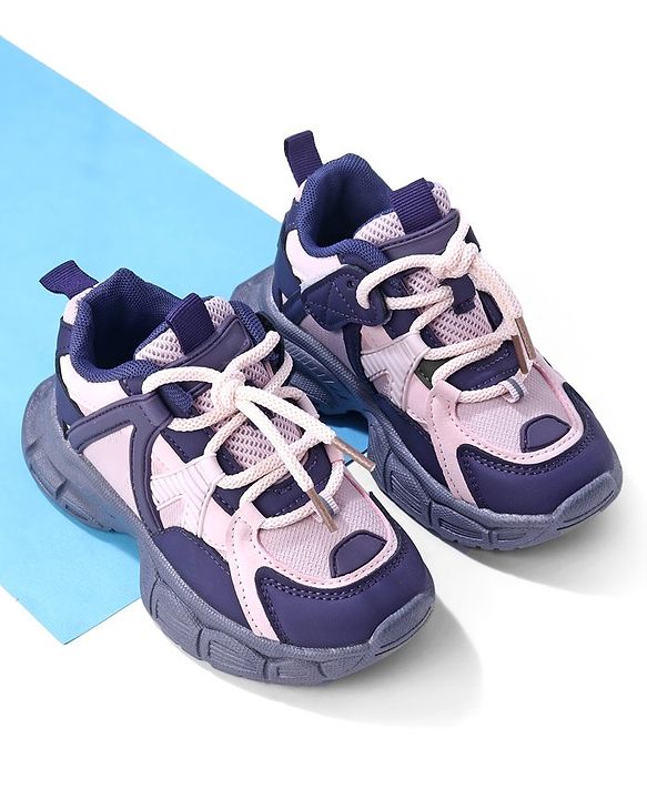Cute Walk by Babyhug Lace Up Sneakers - Purple