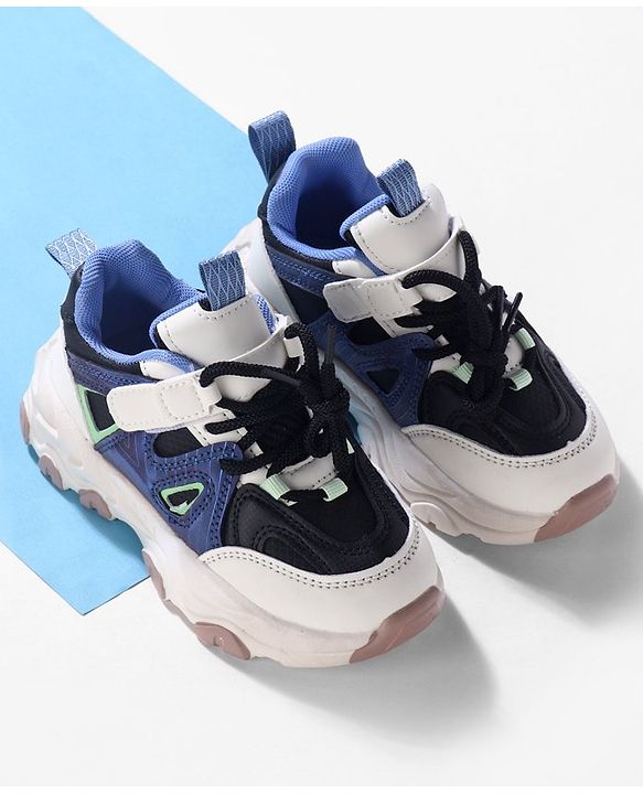 Cute Walk by Babyhug Sneaker with Lace Up Closure - White & Blue