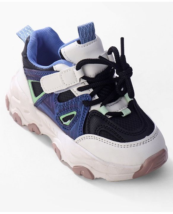 Cute Walk by Babyhug Sneaker with Lace Up Closure - White & Blue
