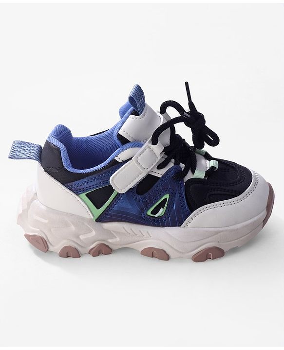 Cute Walk by Babyhug Sneaker with Lace Up Closure - White & Blue