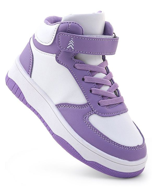 Pine Kids Sneaker with Velcro Closure - White & Purple