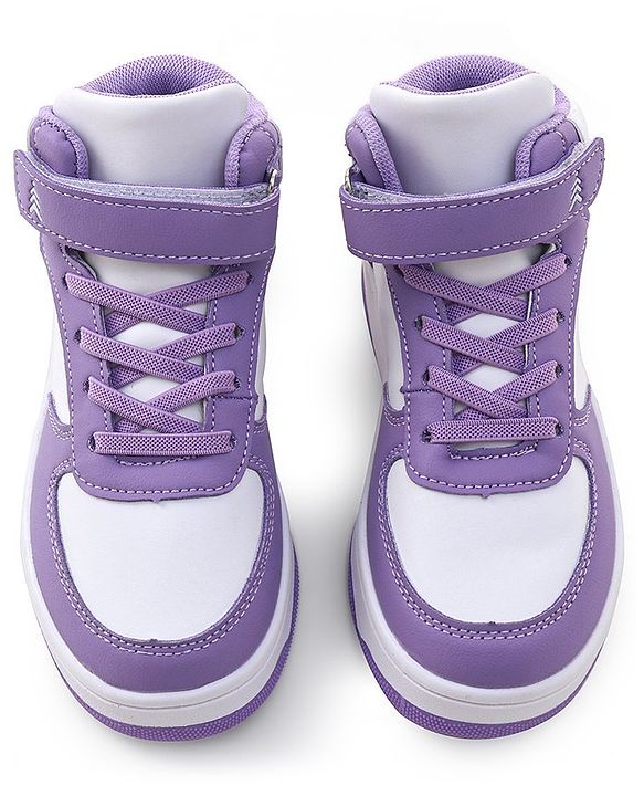 Pine Kids Sneaker with Velcro Closure - White & Purple