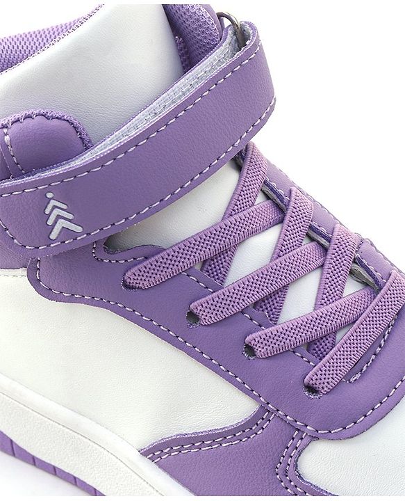Pine Kids Sneaker with Velcro Closure - White & Purple