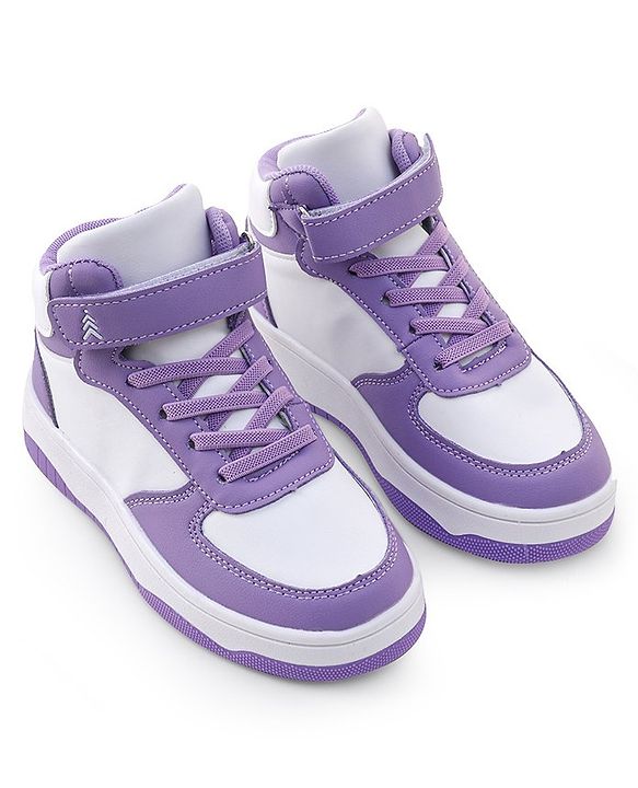 Pine Kids Sneaker with Velcro Closure - White & Purple