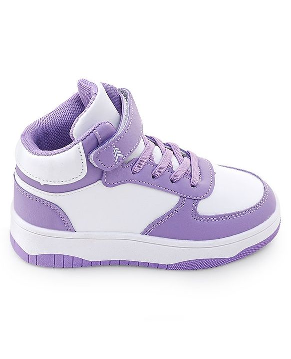 Pine Kids Sneaker with Velcro Closure - White & Purple
