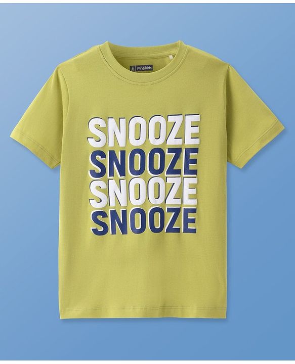 Pine Kids Cotton Knit Half Sleeves Night Suit With Text Print - Multicolor