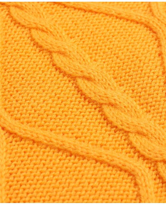 Pine Kids Knitted Full Sleeves Pullover  Sweater & Pant Set with Cable Knit Design  - Mustard