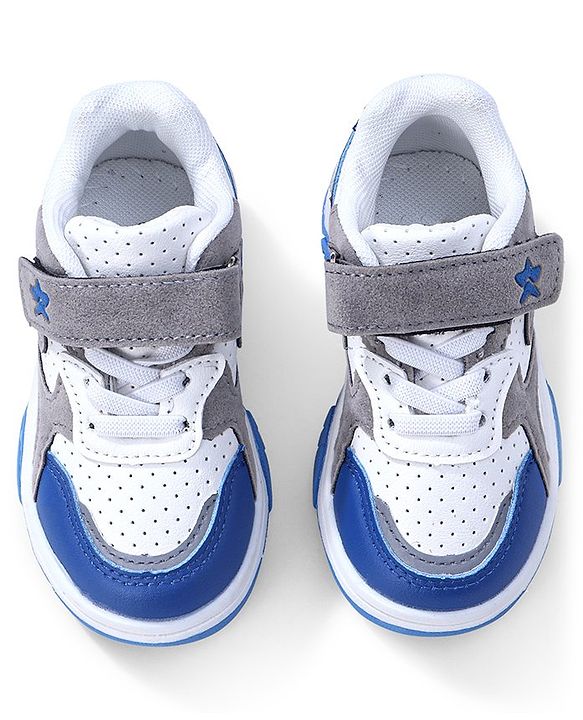 Cute Walk by Babyhug Sneaker with Lace Up & Velcro Closure - White & Blue