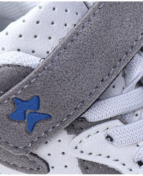 Cute Walk by Babyhug Sneaker with Lace Up & Velcro Closure - White & Blue