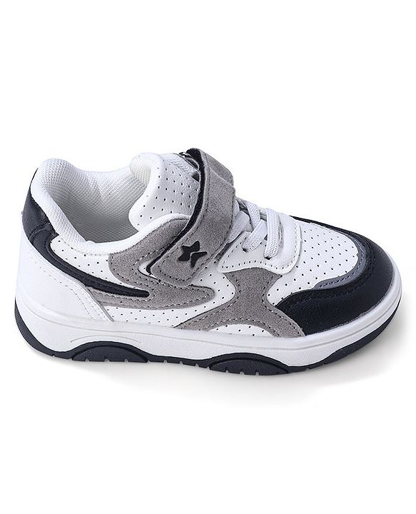 Cute Walk by Babyhug Sneaker with Lace Up & Velcro Closure - White & Black