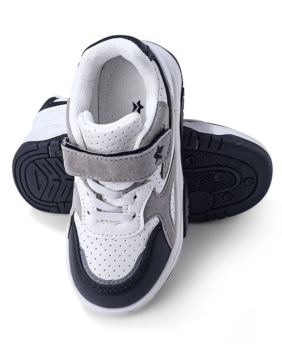 Cute Walk by Babyhug Sneaker with Lace Up & Velcro Closure - White & Black