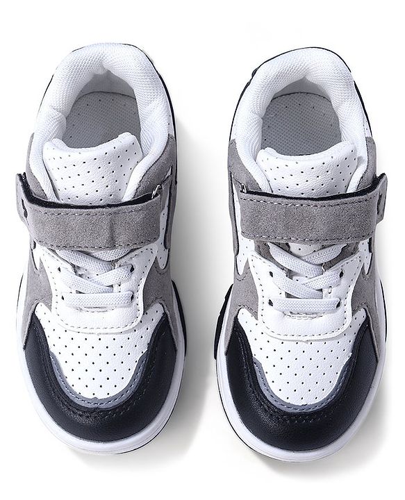 Cute Walk by Babyhug Sneaker with Lace Up & Velcro Closure - White & Black