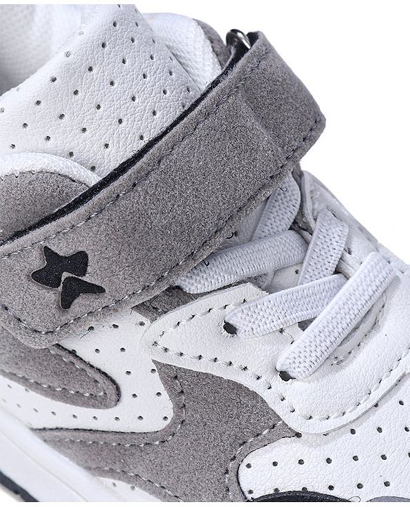 Cute Walk by Babyhug Sneaker with Lace Up & Velcro Closure - White & Black