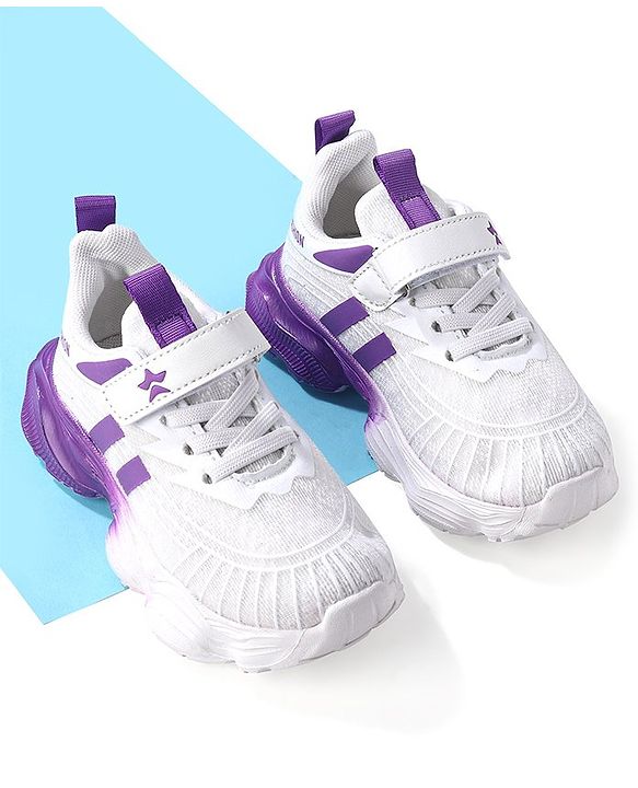 Cute Walk by Babyhug Sneaker Shoes With Velcro Closure - White & Purple