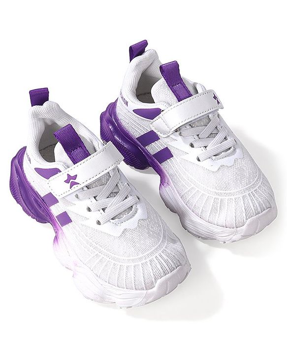 Cute Walk by Babyhug Sneaker Shoes With Velcro Closure - White & Purple
