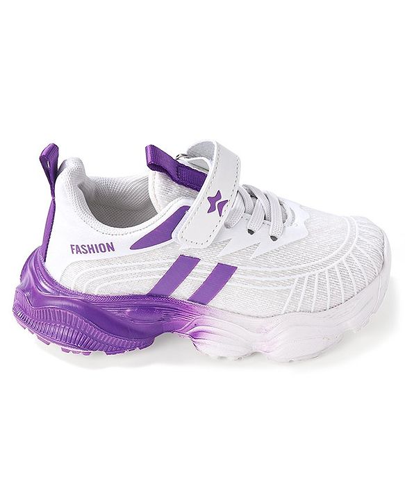 Cute Walk by Babyhug Sneaker Shoes With Velcro Closure - White & Purple