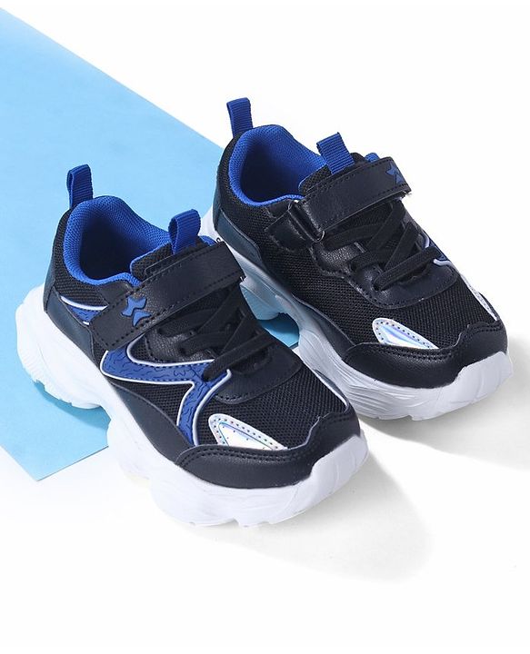 Cute Walk by Babyhug Sneaker with Lace Up & Velcro Closure - Black & Blue