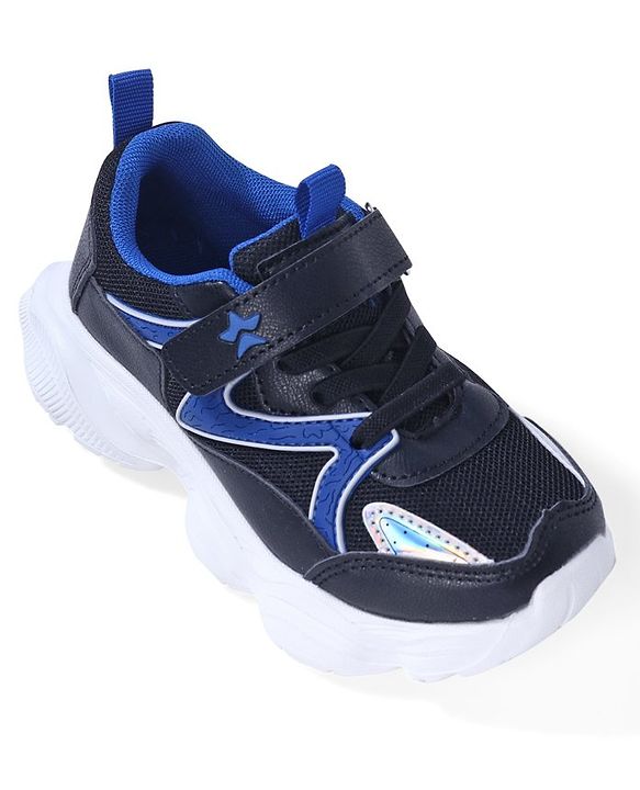 Cute Walk by Babyhug Sneaker with Lace Up & Velcro Closure - Black & Blue