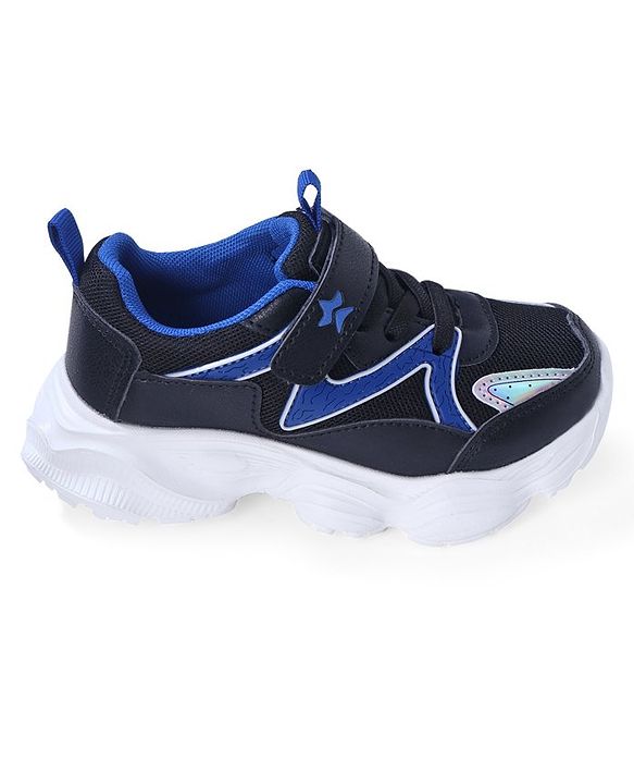 Cute Walk by Babyhug Sneaker with Lace Up & Velcro Closure - Black & Blue