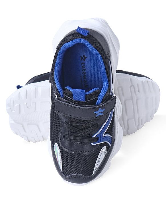 Cute Walk by Babyhug Sneaker with Lace Up & Velcro Closure - Black & Blue