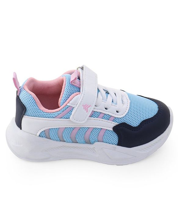 Pine Kids Sneaker with Lace up & Velcro Closure - Blue & Pink