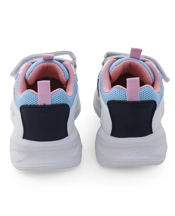 Pine Kids Sneaker with Lace up & Velcro Closure - Blue & Pink