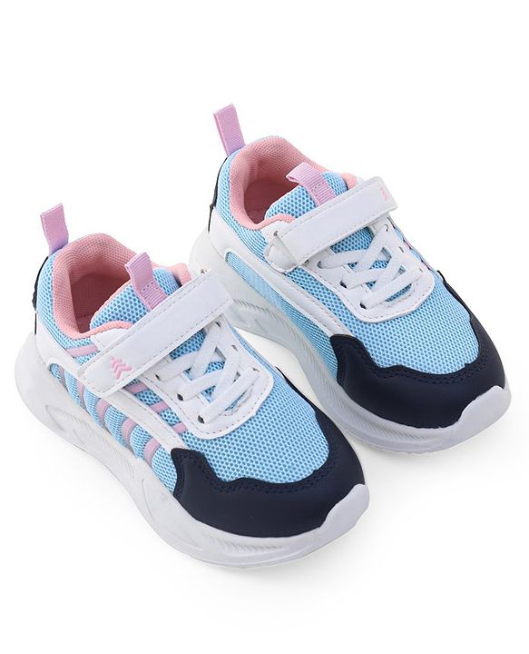 Pine Kids Sneaker with Lace up & Velcro Closure - Blue & Pink