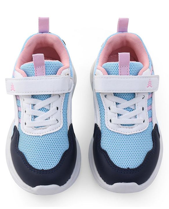 Pine Kids Sneaker with Lace up & Velcro Closure - Blue & Pink