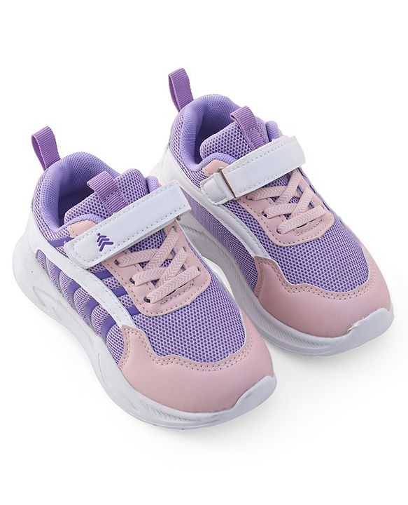 Pine Kids Sneaker with Lace up & Velcro Closure - Blue & Pink