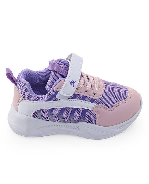 Pine Kids Sneaker with Lace up & Velcro Closure - Blue & Pink