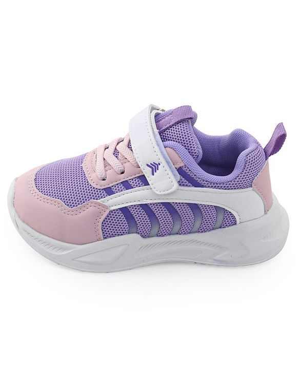 Pine Kids Sneaker with Lace up & Velcro Closure - Blue & Pink