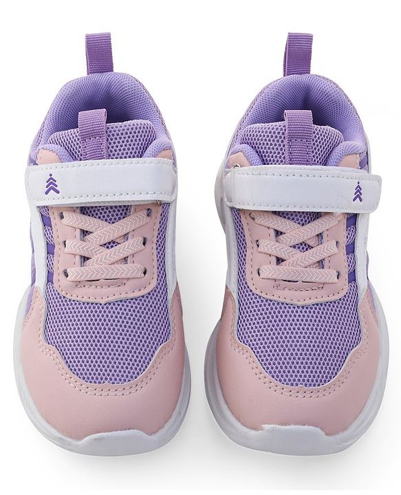Pine Kids Sneaker with Lace up & Velcro Closure - Blue & Pink
