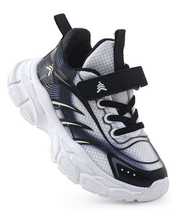 Pine Kids Sneaker with Lace up & Velcro Closure - Black