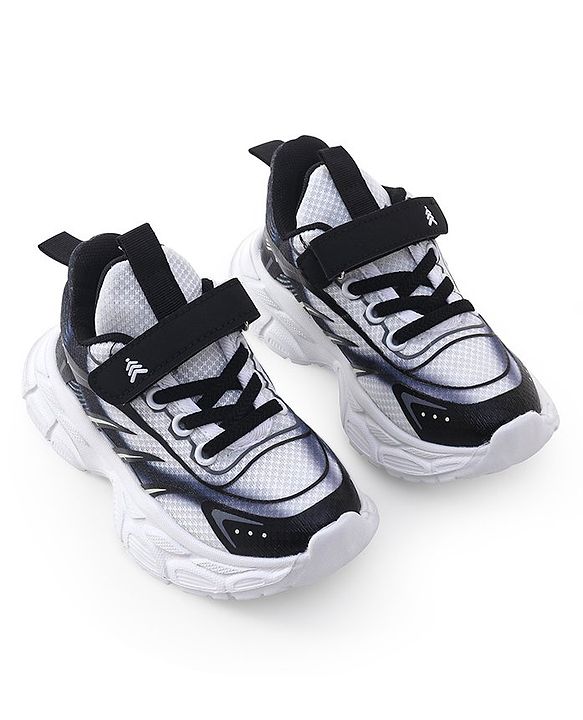 Pine Kids Sneaker with Lace up & Velcro Closure - Black
