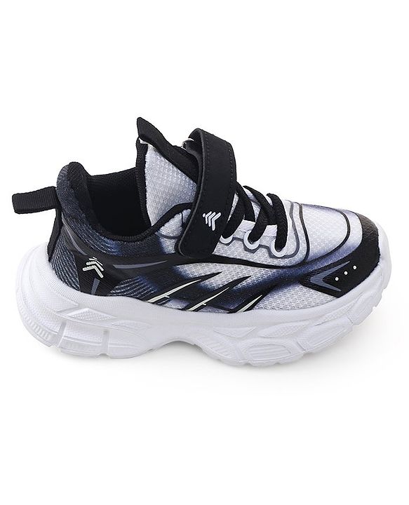 Pine Kids Sneaker with Lace up & Velcro Closure - Black
