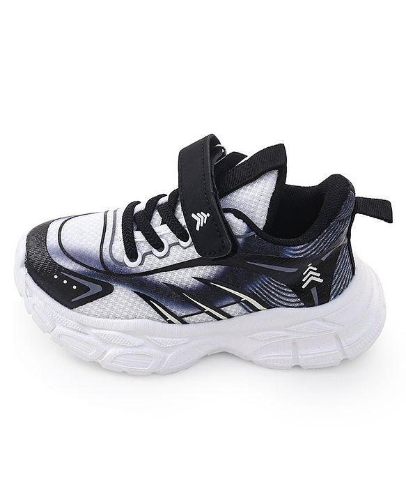 Pine Kids Sneaker with Lace up & Velcro Closure - Black