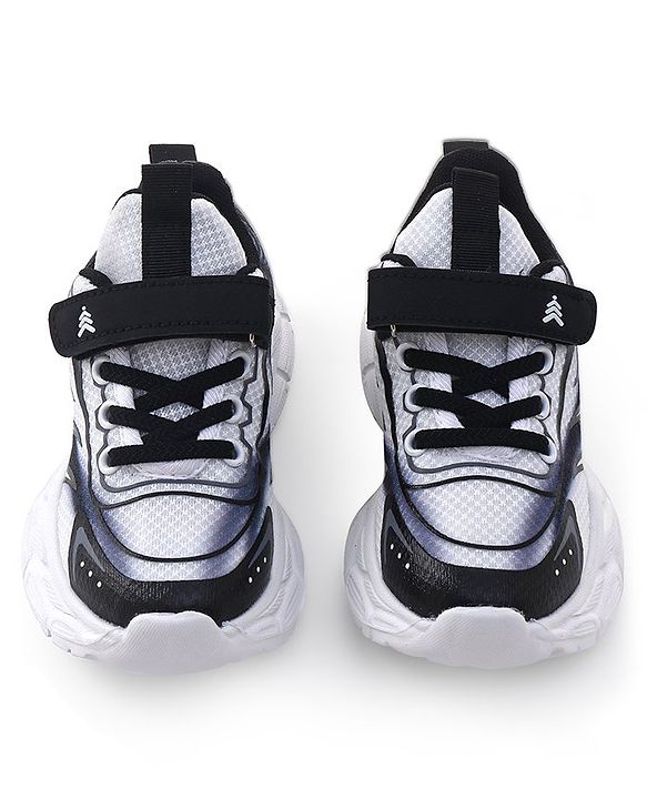 Pine Kids Sneaker with Lace up & Velcro Closure - Black