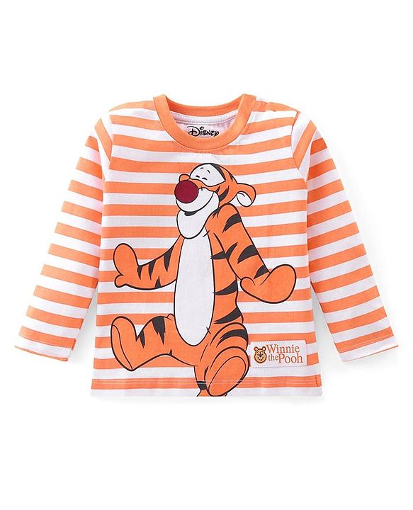 Babyhug Disney Single Jersey Full Sleeves T-Shirts With Winnie & Friends Graphic and Badge Detailing Pack of 2 - Yellow & Orange